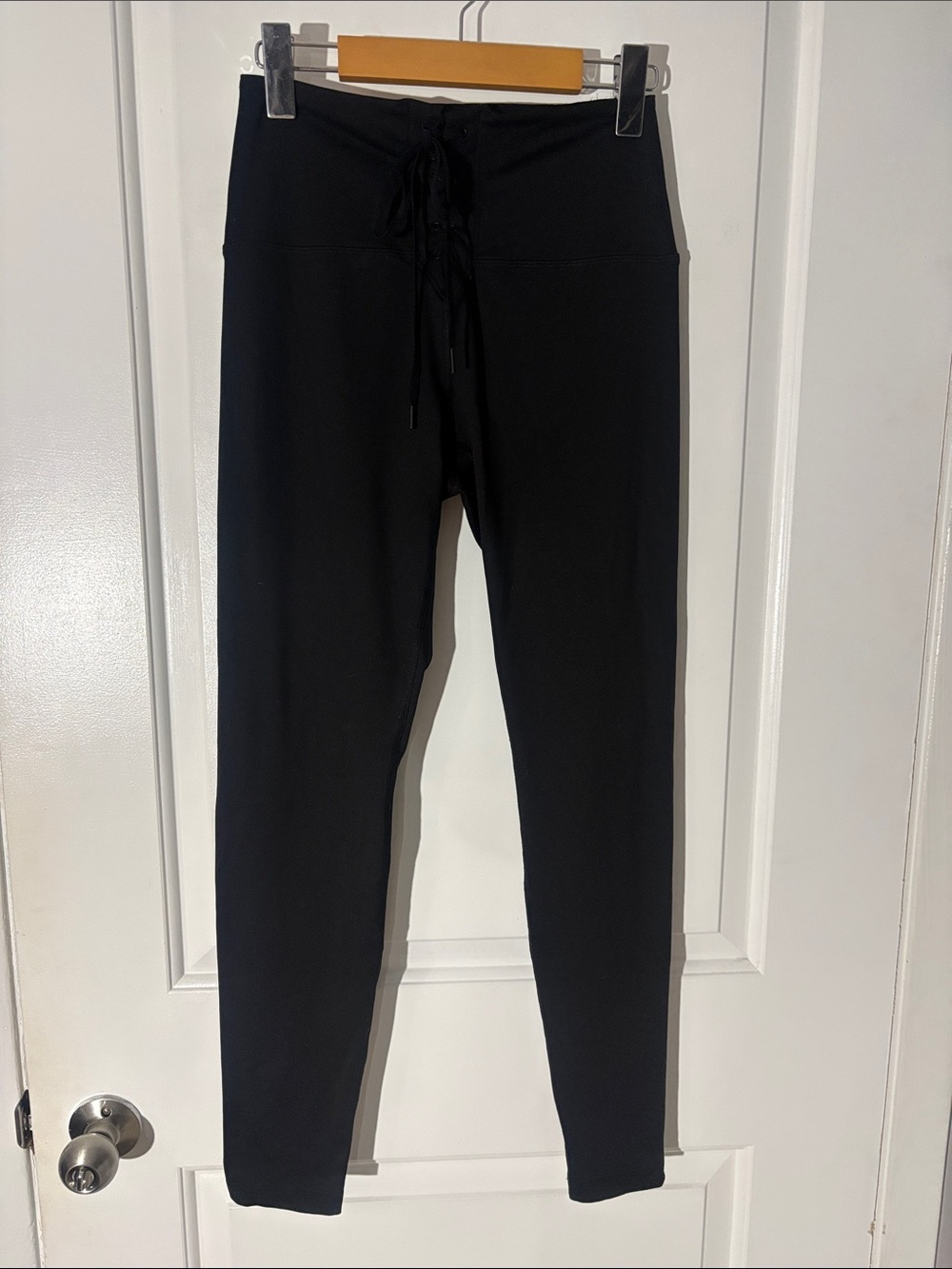 PINK Victoria's Secret Black High-Waist Lace-Up Leggings